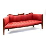 A mahogany show wood salon sofa on square tapering legs, 170cms (67ins) wide.