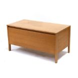 A Meredew Furniture mid century teak and oak blanket box, 92cms (36ins) wide.