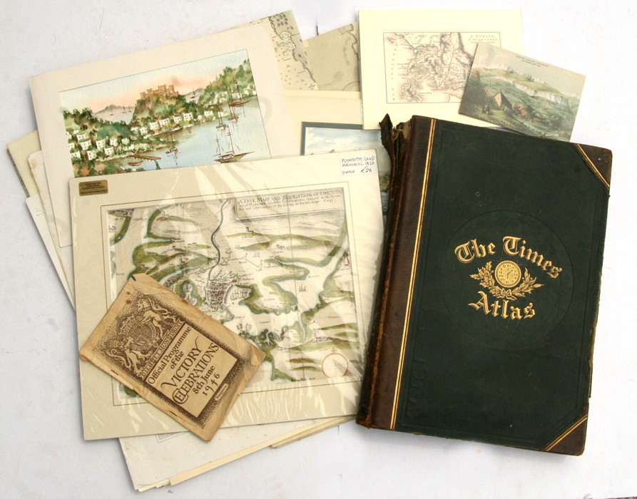 A group of Admiralty maps; together with unframed 19th century maps, watercolours, prints, The Times - Image 2 of 2