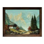 20th century continental school - Alpine Scene with Mountains in the Background - oil on canvas,