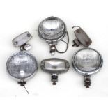 A Lucas chrome bodied 15cm (6ins) diameter spot lamps, other spot lamps and lights.