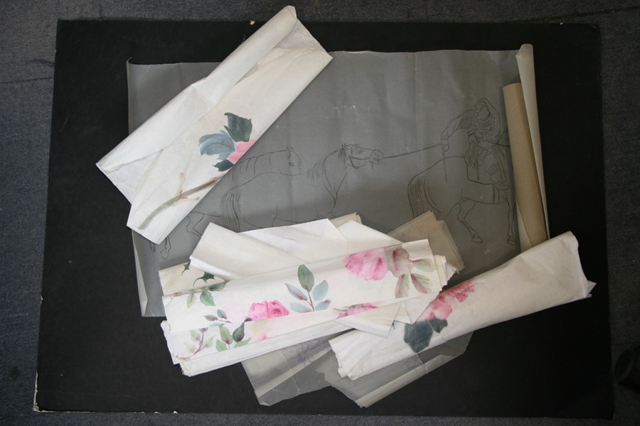 A quantity of Chinese watercolour paintings; together with a Hong Kong poster. - Image 4 of 5