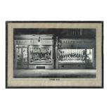 A mid 20th century black & white photo of a butcher's shop, Xmas 1948, framed & glazed, 40 by