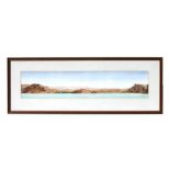 Early 20th century school - A Middle Eastern panoramic coastal landscape scene, 68 by 15cms (26.75
