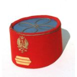 A late 19th or early 20th century (possibly) Poland Army officers pill box cap or fez. Red and
