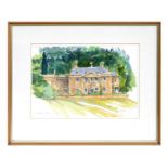 Jim Wood (modern British) - Hadspen House, Somerset - watercolour, signed lower right, framed &