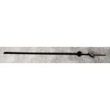 A 15th century style Italian pole arm (pike) with engraved steel head on a knopped wooden shaft,