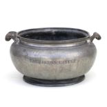 A large 18th/19th century twin-handled pewter bowl or planter from Lauriston Castle, Edinburgh, 29