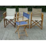 Four director style folding chairs with canvas back and seats (4).