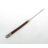 A Welsh Regiment leather riding crop handle with stiletto dagger (missing the lower part of the