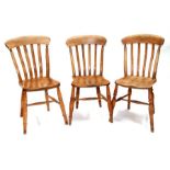 Three beech and elm kitchen chairs (3).