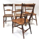 A 19th century Oxford style carver chair; together with three similar chairs (4).