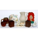 A group of mixed ceramics to include a pair of Eleod pottery vases and a Danish design vase.