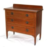 An Edwardian inlaid mahogany chest of three long drawers, 92cms wide.