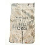 An MOD NBDC London cloth mail bag.