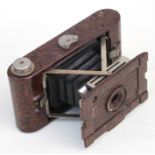 A Kodak No. 2 Hawkette Bakelite folding camera, 18cms high.
