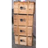 Four wooden packing crates, each 55cms wide (4).