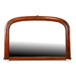 A Tunbridgeware ware style walnut overmantle mirror, 101cms wide.