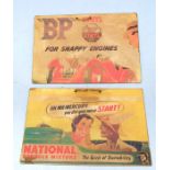 Petrolania: Two 1930's style wall hanging pictorial advertising boards for 'National Benzol Mixture'