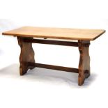 An oak refectory table, 68 by 150cms.