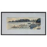 Sidney Arrobus (1901-1990) - Corfu Coastal Scene - signed lower left, ink & watercolour, framed &