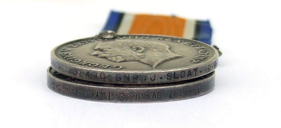 A WW1 British War Medal with ribbon, named to: T-34787 DVR. L.S. TAYLOR. A.S.C. together with a - Image 2 of 2