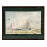 Early 20th century British - A Schooner in Rough Seas - watercolour, framed & glazed, 45 by 28cms.