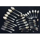 A quantity of assorted silver flatware and other items, various dates and makers, weight 857g.