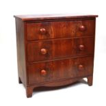 A 19th century mahogany chest of three graduated long drawers, 87cms wide.Condition Report47cms