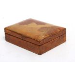 An Asprey Autumn Leaf design leather table top cigarette box, 17cms wide.