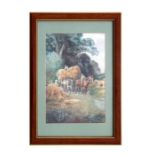Early 20th century school - Harvest Scene - indistinctly signed lower left, watercolour, framed &