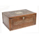 An Anglo-Indian table top cabinet profusely inlaid with bone decoration, 52cms wide.Condition