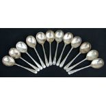 A set of twelve silver Old English pattern soup spoons, Birmingham 1937, weight 600g (12).