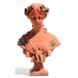 After the antique. A terracotta bust of a lady, approx 47cms high.