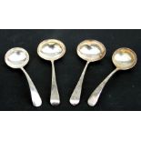 A pair of George III silver Old English pattern sauce ladles, initialled, London 1805, maker