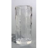 A Kosta Boda Art glass vase of octagonal cylindrical form, signed by Eden Falk and numbered 48220,