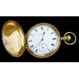 An Elgin gold plated Hunter pocket watch, the white dial with Roman numerals and subsidiary