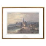 H Turner (late 19th century school) - Paddle Steamship in a Harbour - signed lower left,