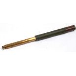 A Victorian lacquered brass single draw telescope, 91cms extended.