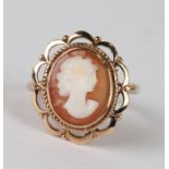 A 9ct gold cameo dress ring, approx UK size 'N'.