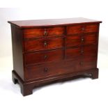 A 19th century mahogany chest of six short drawers above a single long drawer, on bracket feet,