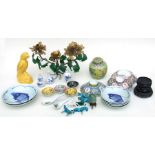 A quantity of assorted Chinese ceramics to include a ginger jar and cover decorated with prunus on a