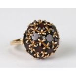 A 14ct gold garnet cluster ring, total weight 2g, approx UK size 'L'.