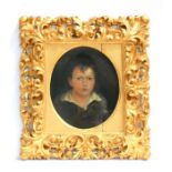 19th century school - Portrait of a Young boy - oval, oil on canvas, 29.5 by 35, glazed and in an
