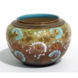 A Doulton Slater stoneware vase decorated with flowers, 14cms high.