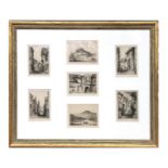 After C Martyn - seven etchings depicting scenes of Cornwall and Devon, all framed as one, each