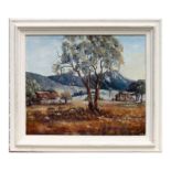 J Coleman (20th century school) - Rural Mountainous Landscape Scene with central Tree - signed lower