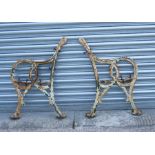 A pair of heavy cast iron garden bench ends (2).