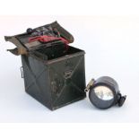 A WWII British Army Morse code lamp, cased, 17cms wide.