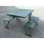 A mid 20th century folding picnic table, 90cms wide.